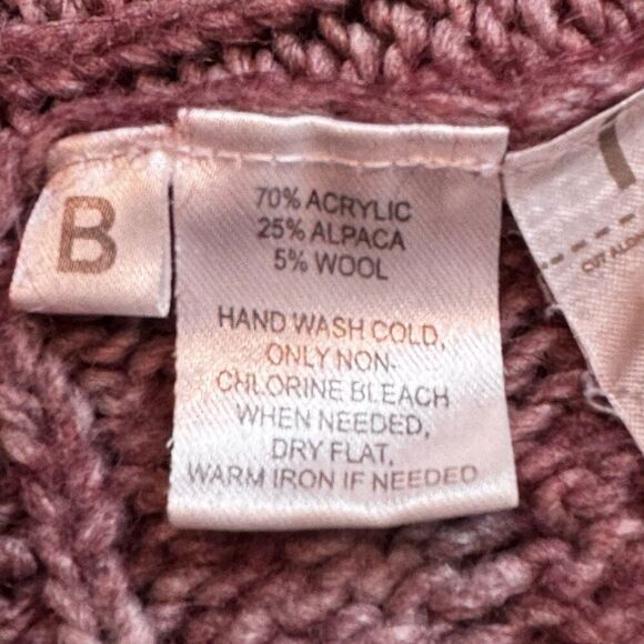 Loft Ann Taylor Alpaca Wool Blend Cardigan Women’s L Open Front Plum - Picture 4 of 12